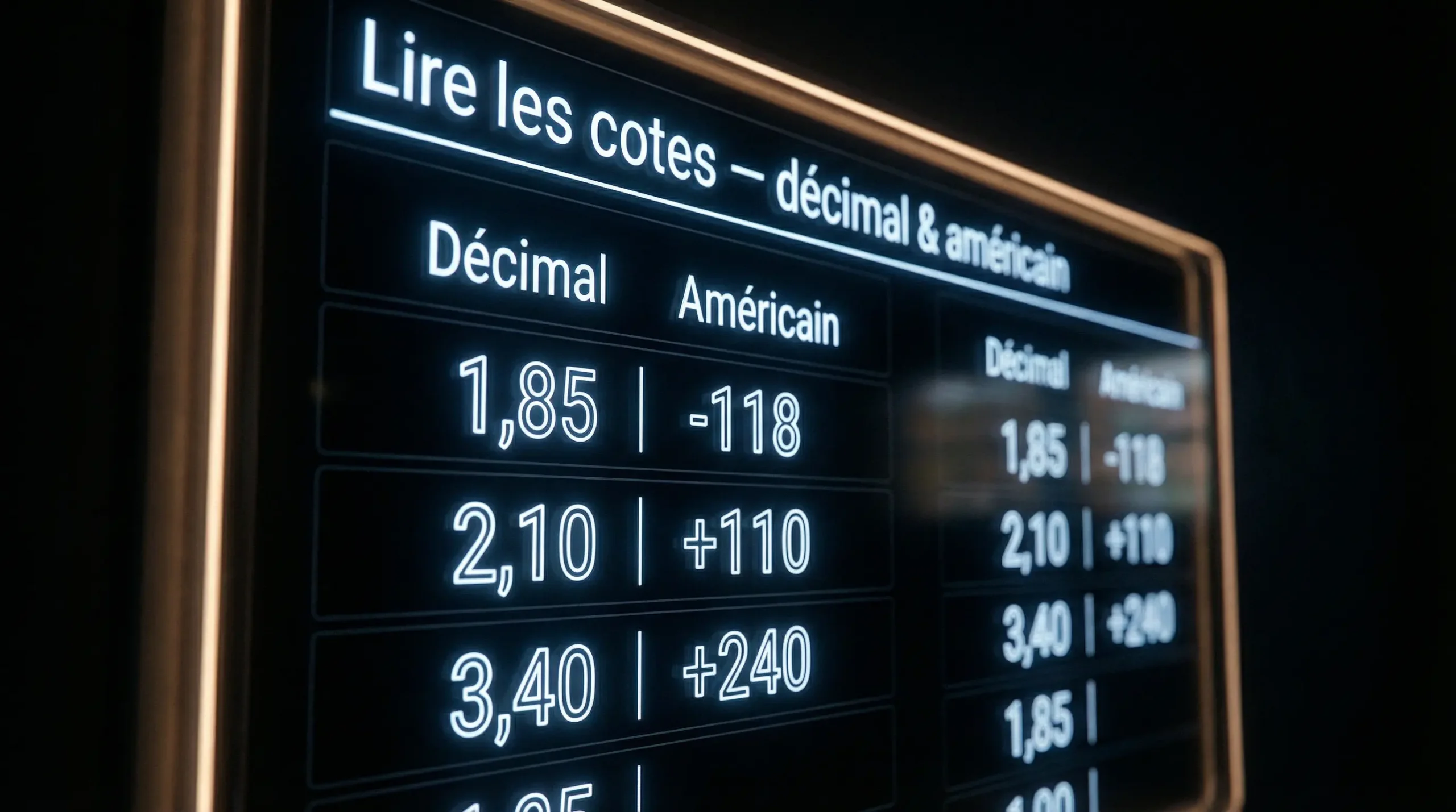 Gros plan sur un tableau de cotes de hockey avec des chiffres lumineux dans une ambiance sportive