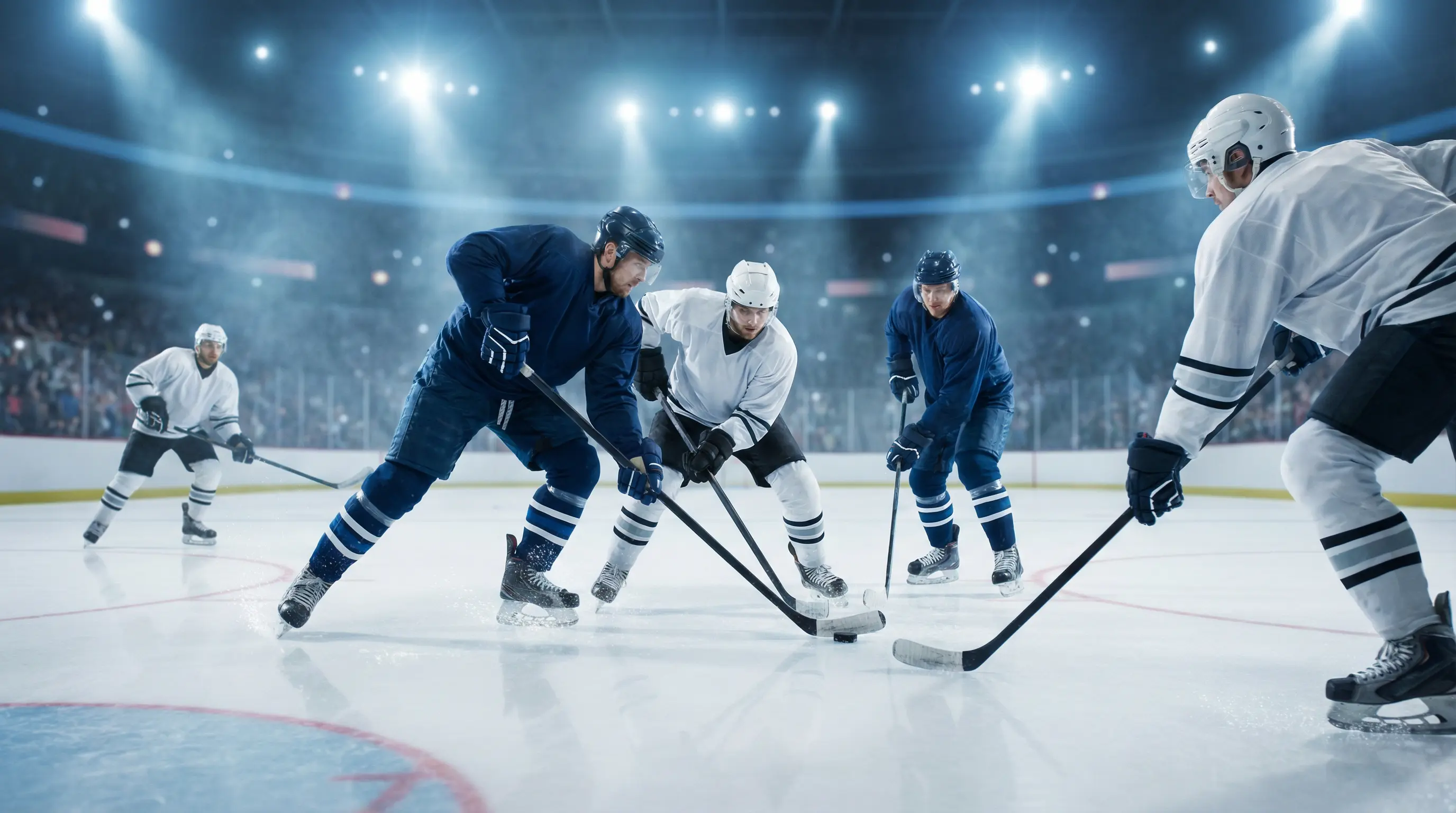 Patinoire de hockey sur glace éclairée avant un match NHL